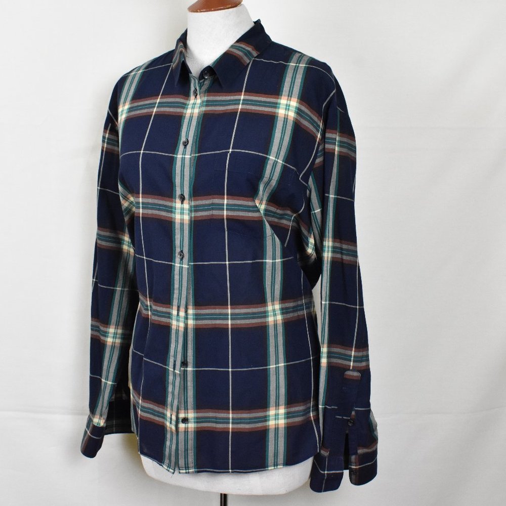MADEWELL Dress shirt Tops Blouse XL Plaid Blue Long Sleeve